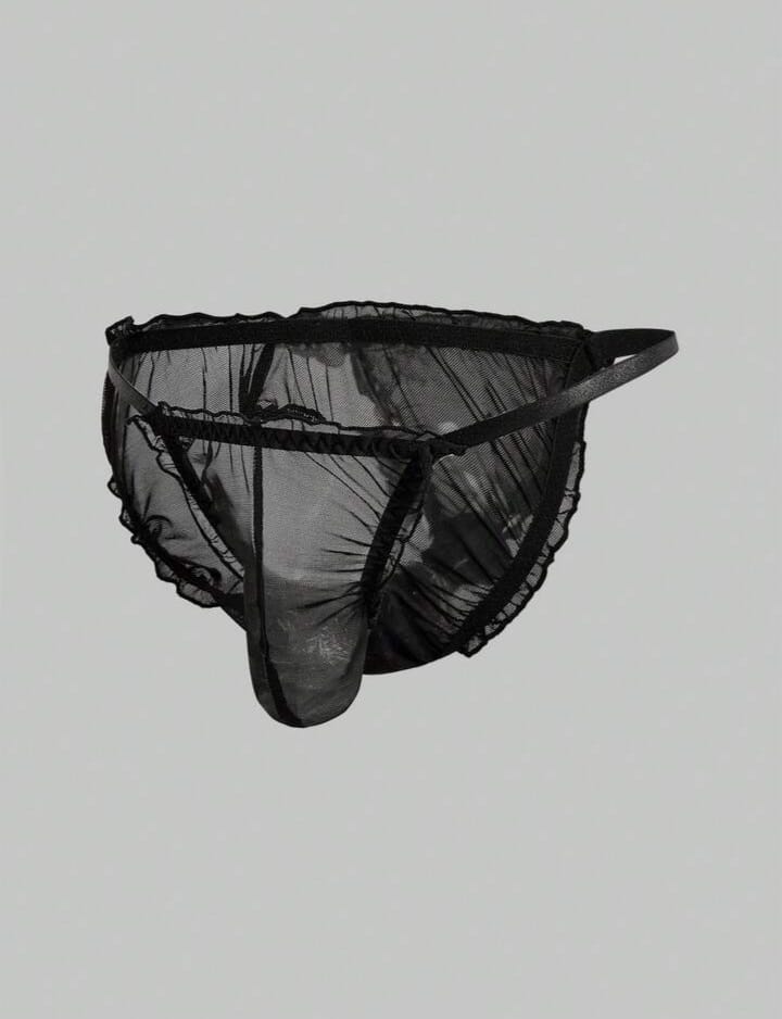 Men's Sheer Mesh Open Crotch Briefs, Underwear